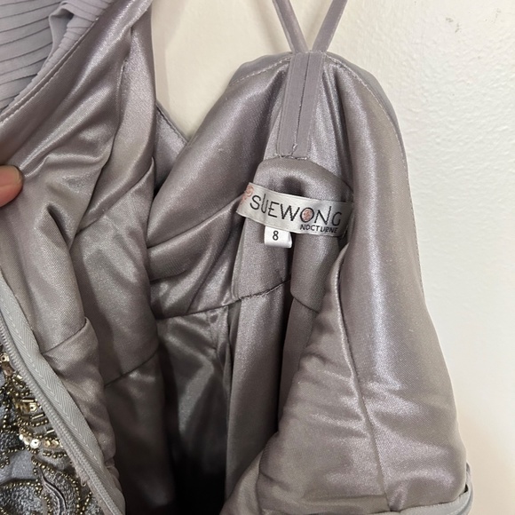 BNWT Sue Wong platinum beaded cocktail dress - Picture 8 of 9